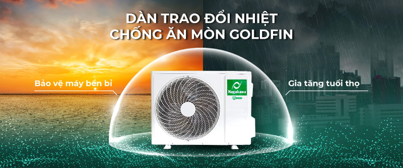 Dàn tản nhiệt được phủ lớp GoldFin chống ăn mòn tốt