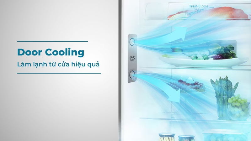 Công nghệ Door Cooling tạo và phân tán hơi lạnh từ phía cửa tủ