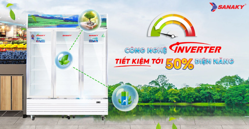 Công nghệ Inverter giúp tủ mát Sanaky tiết kiệm điện hiệu quả, vận hành thêm bền bỉ