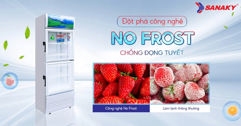 Tủ mát có công nghệ No-frost giúp hạn chế tình trạng đọng tuyết