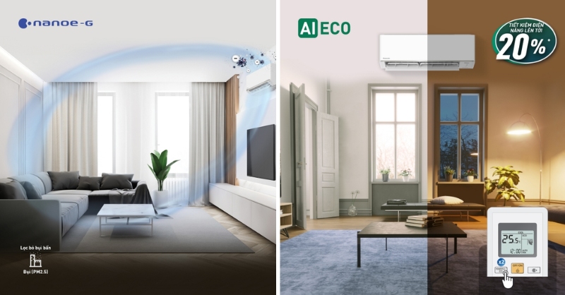 Công nghệ AI Eco và lọc không khí nanoe-G