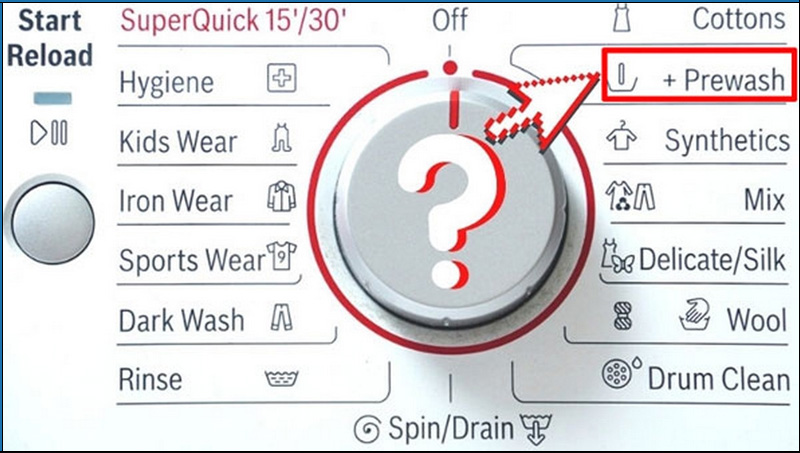 chon-che-do-prewash Đổ thêm một lượng nhỏ nước giặt vào ngăn chứa l